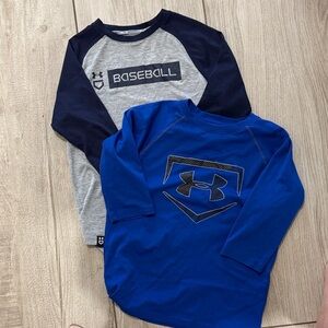 Under Armour Kids Long Sleeve Baseball Tee - Gray and Black